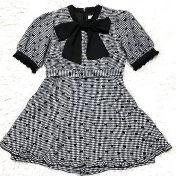 evelyn 리본 올인원 깅엄 체크 타이 리본