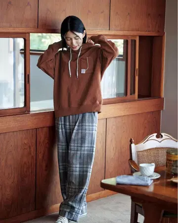 써니클라우드 담요 같은 체크 팬츠 (여성용) 베이지