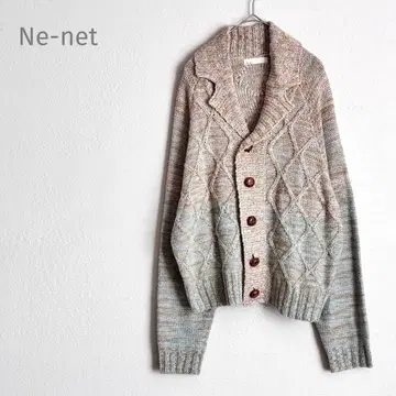 *네넷* 다이아몬드 편직 그라데이션 가디건 울 혼방 성숙/러블리