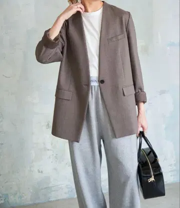 Spick & Span 더블 크로스 V 칼라 자켓 브라운 34