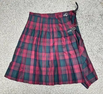 레드 x 그린 체크 플리츠 랩 스커트