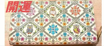 새상품급 개운! 아사쿠사 문고 라운드 장지갑 올빼미 문고가죽 손그림 유젠