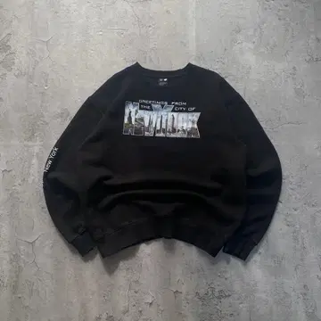 USA 구제 의류 뉴욕 프린트 맨투맨 트레이닝복 블랙 L 사이즈