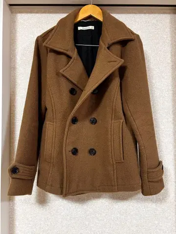 브라운 울 피코트 더블 브레스트