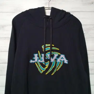 프린트 후드티 풀오버 블랙 얇은 소재 USA 구제 의류