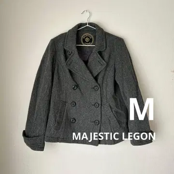 MAJESTIC LEGON 그레이 더블 브레스트 피 코트 M 사이즈