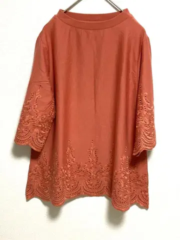 [ coen ] 테라코타 자수 5부 소매 티셔츠 프리 사이즈