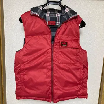 d.store의 후드 부착 리버서블 다운 베스트 빨간색