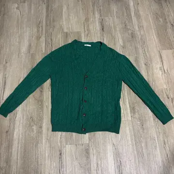 ZARA 그린 케이블 니트 가디건 M