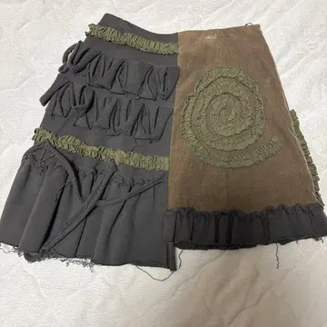 rurumu 프릴 스커트 그레이/카키