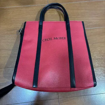 CECIL Mc BEE 빨간색 가죽풍 토트백