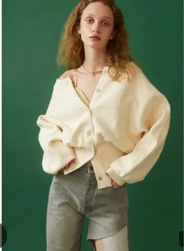 시루무린 밀라노 RIB 볼륨 탑 가디건