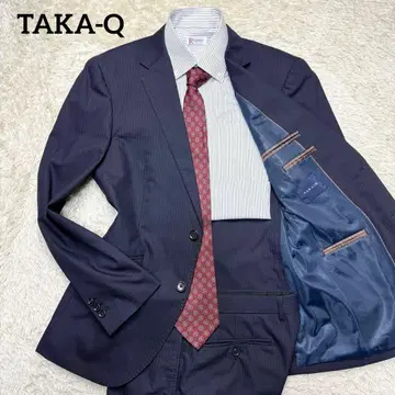 [세탁 가능] L 사이즈 TAKA-Q 수트 셋업 스트라이프 네이비