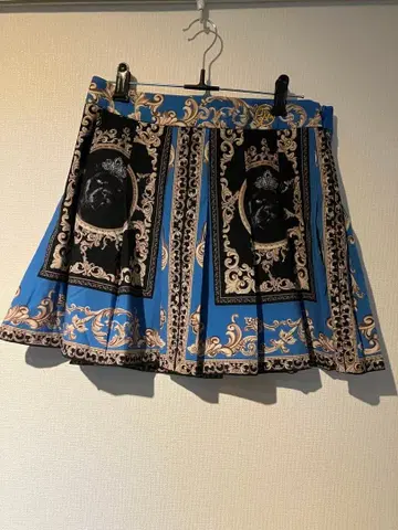 플리츠 스커트 파랑/블랙 JA 자수 UTAA