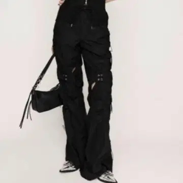 SLY 레이스업 애슬레저 플레어 팬츠 2 블랙