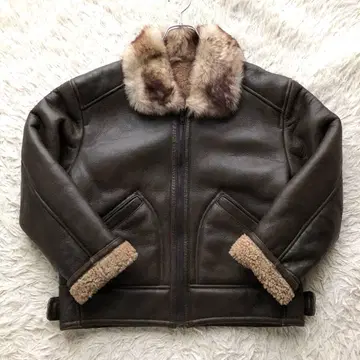 [레어 사이즈 L 리얼 무스탕] 무스탕 자켓 브라운 양가죽 싸개 버튼