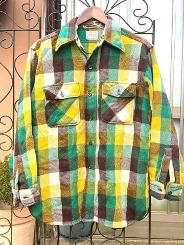 50s 구름 택 Pilgrim 체크 무늬 플란넬 셔츠 울