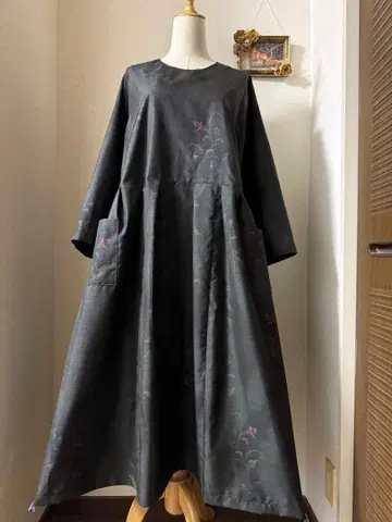 본고장 오시마 명주 롱 원피스