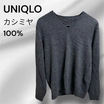 UNIQLO 캐시미어 100% V넥 니트 스웨터 다크 그레이
