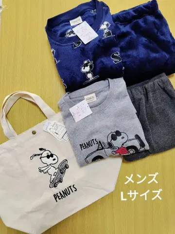 PEANUTS 스누피 룸웨어 L 조 쿨 2세트 + 토트백