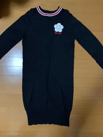 마리콴트 원피스 블랙 꽃 자수 니트 원피스