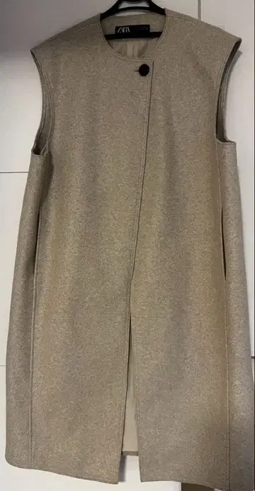 ZARA 베이지 슬리브리스 롱 베스트 EUR L