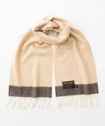 트위드 밀 울 머플러 베이지