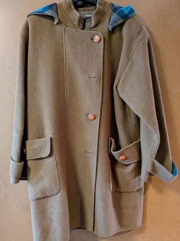 [ 새상품급 ] 플리스 브라운 코트 후드 부착