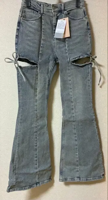 리젝시 컷 아웃 리본 데님 팬츠 M