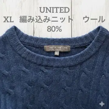 XL ] UNITED ARROWS 남성용 울 80% 뜨개질 니트 고품질