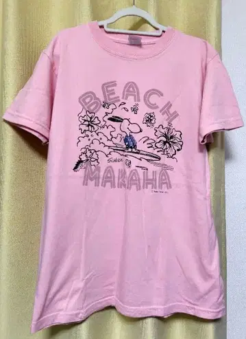 SUN SURF 비치 그래픽 T셔츠 핑크