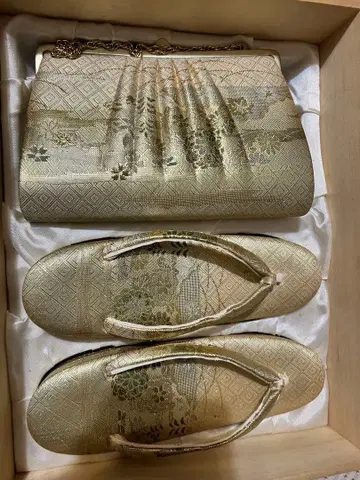 레트로 일본 의류용 조리 및 백 2세트 골드 약 23cm