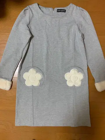 MAKY QUEEN 그레이 꽃 자수 긴팔 원피스