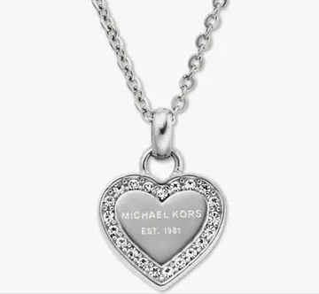 마이클코어스 하트 플레이트 목걸이 실버