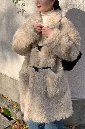 베이지 플리스 더블 브레스트 자켓 M 사이즈 상당