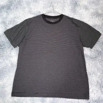 무인양품 [ XL ] 반팔 티셔츠 블랙 보더 빅 사이즈 남성용 얇은 소재