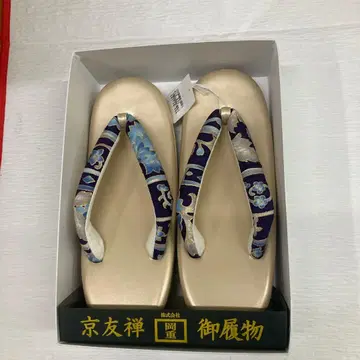 하나오 교유젠 조리 골드 컬러 보라색 새상품 미사용 23.5