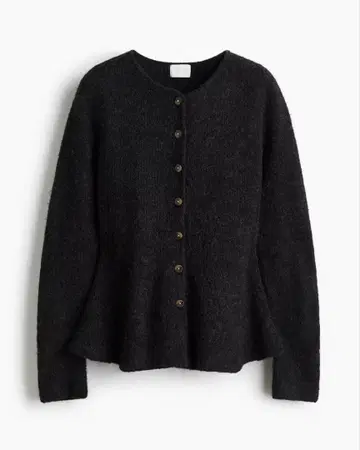 H&M 리브 니트 페플럼 가디건 다크 그레이 멜란지 XS 미사용 새상품