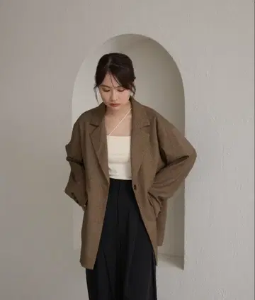 raffime 오버 실루엣 테일러드 자켓 다크 브라운 새상품급