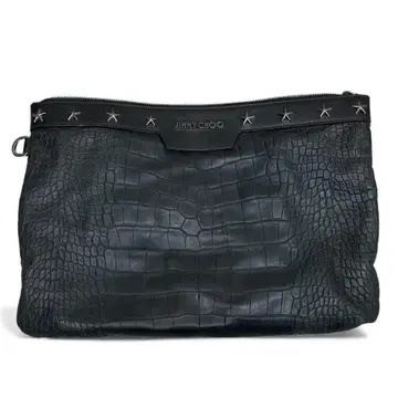 지미추 세컨드 백 크로코 스타 스터드 블랙