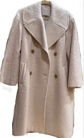 SNIDEL 더블 브레스트 롱 코트 크림색