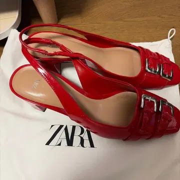 ZARA 레드 백 스트랩 펌프스 36