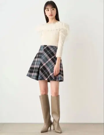 SNIDEL 로빙 체크 미니 스커트