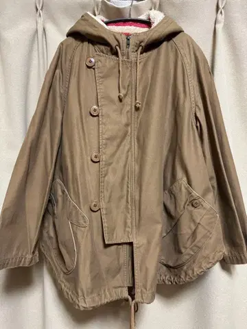 Ne-net 브라운 후드 부착 모즈 코트