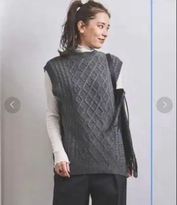 UNITED ARROWS 울 캐시미어 케이블 니트 베스트