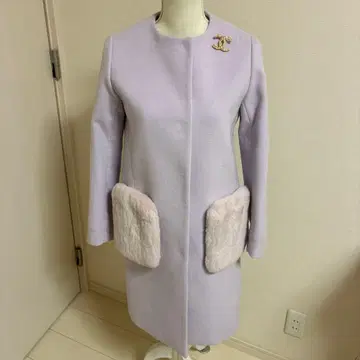 연보라 퍼 코트