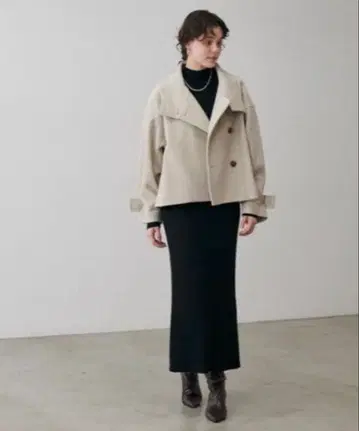 [ 미사용 새상품 ] 숏 기장 체스터 니트 멜톤 코트