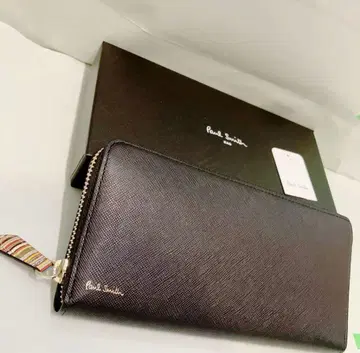 폴스미스 블랙 B ZIP 장지갑 지퍼 스트로우 그레인 엠보싱 소가죽 P
