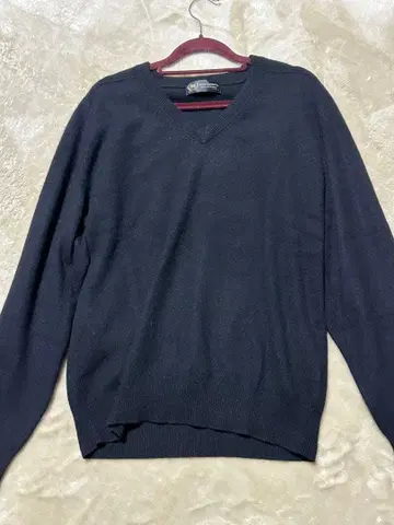 밥 개럿 블랙 V넥 니트 스웨터 캐시미어