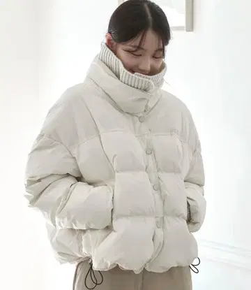 하이넥 빈티지 리브 니트 컬러 충전솜 패딩 점퍼